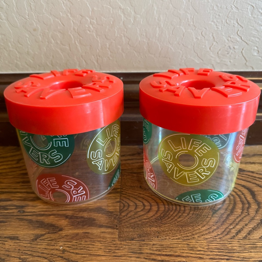 Vintage Life Savers Red Lid Storage Containers